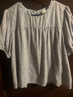 Lavender Floral Puff-Sleeve Blouse - Women's